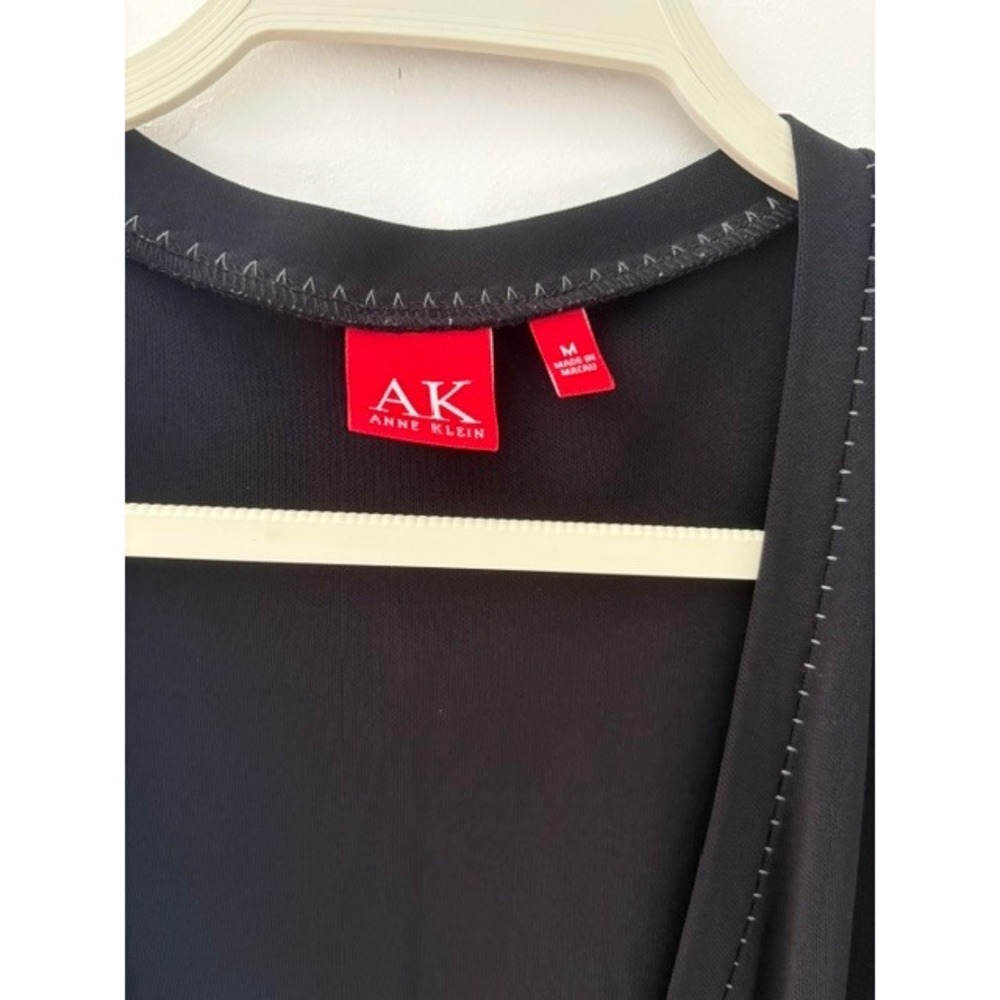 Anne Klein AK Womens Black Open Front Cardigan Pick Stitch Detail Size M - Picture 4 of 4